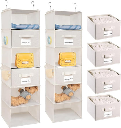2 Pack 6 Shelves Hanging Closet Organizer