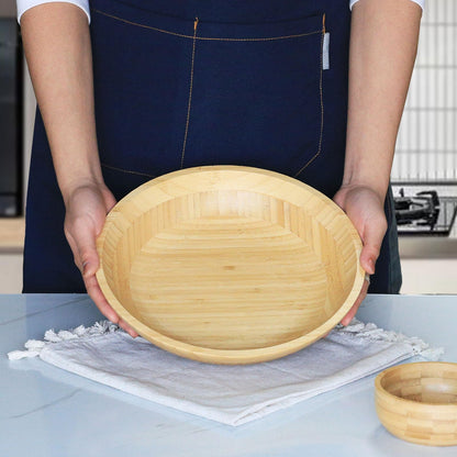 ZTHapwa Bamboo Salad Bowl, 12'' Large Fruit Bowl for Kitchen Counter, Bamboo Wooden Big Serving Bowls for Snacks/Desserts/Appetizers/Nuts/Soup, Farmhouse Decorative Dish for Home Décor, 100 oz