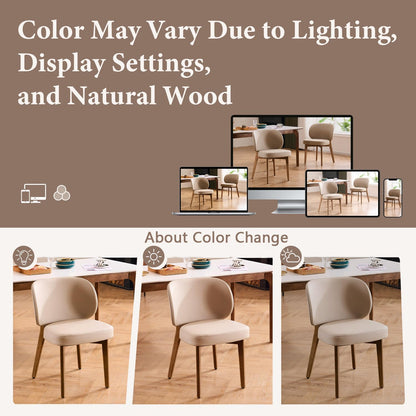 YOUNUOKE Upholstered Dining Chair, Modern PU Leather Dining Room Chair with Wood Legs, Widen Backrest Comfy Armless Side Kitchen Chairs, Khaki (Single Pack)