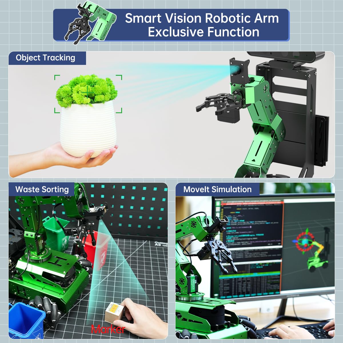 ROS2 Robot Car with AI Vision Robotic Arm Support Python SLAM Mapping Navigation Autonomous Driving Smart Robot for Engineering Student and Adults, JetAuto Pro Ultimate Kit & Jetson Orin Nano 8GB