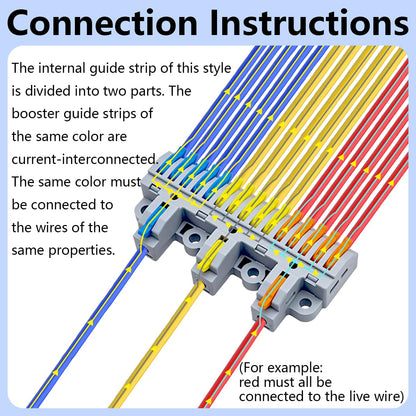 CESFONJER 3-in-15-out Terminal Block Kit (6 Sets), High-Capacity Lever Wire Connectors, Triple Input to Fifteen Output, DIN Rail & Screw Fix, applies to 28-12AWG Cable