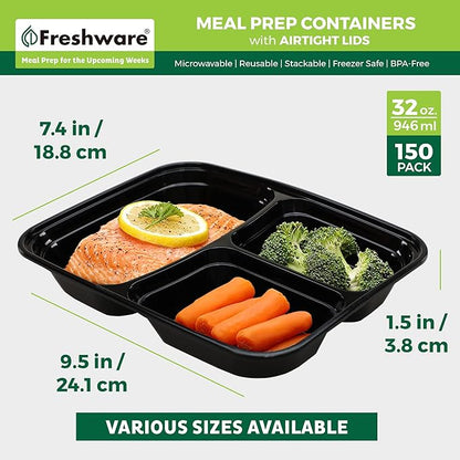 Freshware Meal Prep Containers 3 Compartment Food Containers