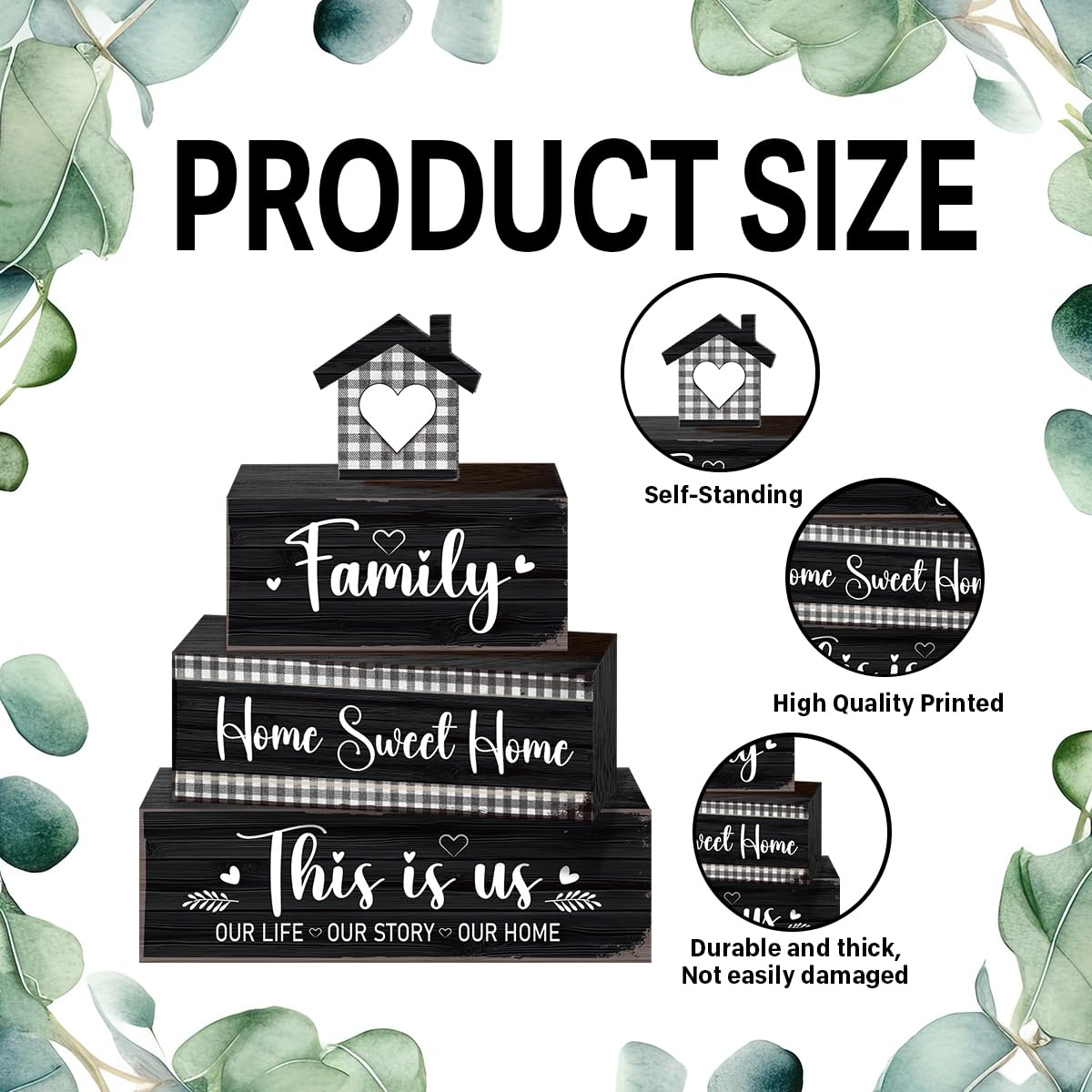 4 Pcs Sweet Home Table Decoration,Our Life Story Home Wooden Block Signs,Farmhouse Table Centerpiece for Living Room Entryway Table Mantel Kitchen Counter Decor