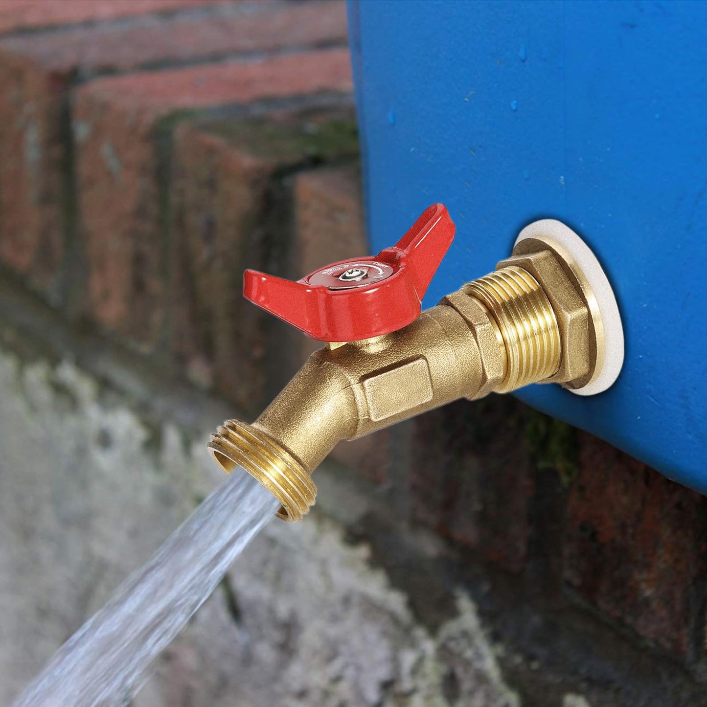 WADEO Rain Barrel Spigot, Brass Water Spigot for Rain Barrel, Rain Water Faucet Kit with Bulkhead Fitting and Thread Tape