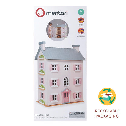 Mentari Toys - Heather Hall - Large 4-Storey Wooden Dollhouse - DIY Doll House with Easy Assembly, Holiday Birthday Gift for Kids Girls Age 3+, Inspires Imaginative Role Play