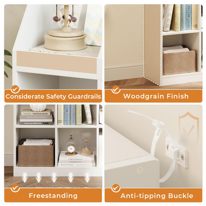 NELYE 9-Cube Wooden Storage Bookcase - 11-Inch Open Shelf Cabinet, Simple Modern Bookshelf Organizer for Home Office, Living Room, White