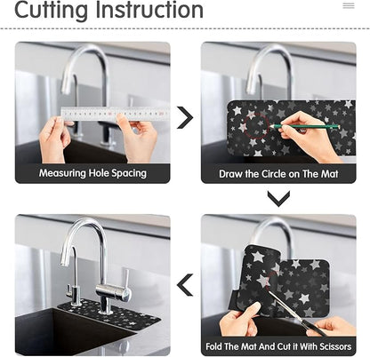 Kitchen Sink Splash Guard 2 PCS 14.7 Inch Sink Faucet Mat Splash Guard
