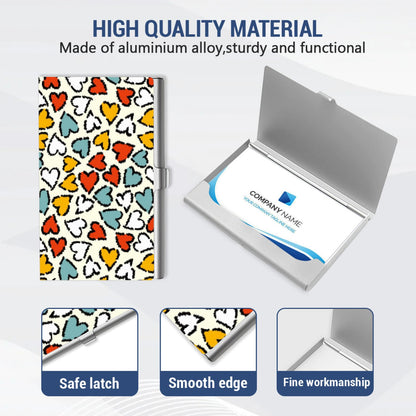 ENSFTF Sleek Metal Business Card Holder - Ultra-Thin Professional Card Case for Executives | Elegant Aluminum Design for Men & Women Heart Shape Pattern