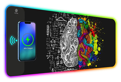 ToLuLu RGB Gaming Wireless Charging Mouse Pad, 5/7.5/10/15W 10 Light Modes LED Mouse Pad Computer Keyboard Mat Mousepad, 800x300x4MM Extended Large Desk Mat for Gaming, MacBook, Laptop, PC, Galaxy