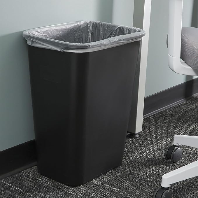 COASTWIDE Indoor Trash Can Without Lid, Black Plastic, 10.25 Gallon
