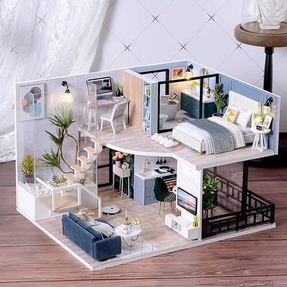 CUTEBEE DIY Dollhouse Miniature with Furniture, DIY Wooden Dollhouse Kit Plus Dust Proof and Music Movement, Creative Room for Valentine's Day Gift Idea(Cozy Time) (Magic House)