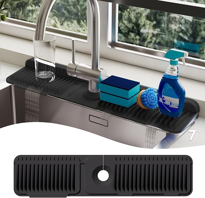 24 Inch Silicone Faucet Mat for Kitchen Sink Splash Guard