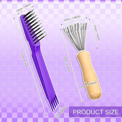 Boao 2 Pieces Hair Brush Cleaning Tool Comb Cleaner Brush Mini Comb Cleaning