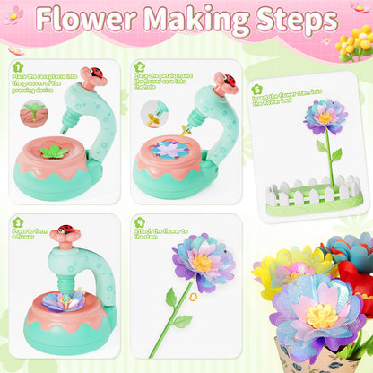 Euclidean Cube Flower Bouquet Making Kit, DIY Flower Bouquets Craft Toys for Kids, Arts & Crafts Educational Activity Set for Girls Toddler, Birthday Gift for 4 5 6 7 8+ Year Old Girls and Boys