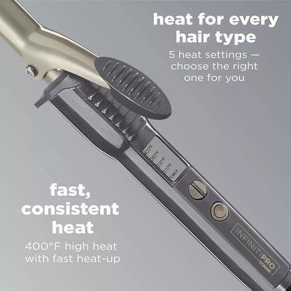 CONAIR INFINITIPRO Tourmaline 1 1/2-Inch Ceramic Curling Iron, 1 ½ inch barrel produces soft waves – for use on medium and long hair