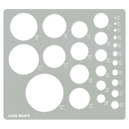 Aleks Melnyk No.200 Metal Circle Template Metric, Circle Tracers for Drawing, Ruler, Template for Drafting, Round Stencil, Architect Tool, Stencil Painting