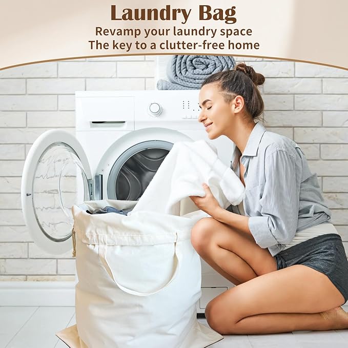 Canvas Laundry Bag 33"Wx 35"H, Thick Canvas Laundry Bag
