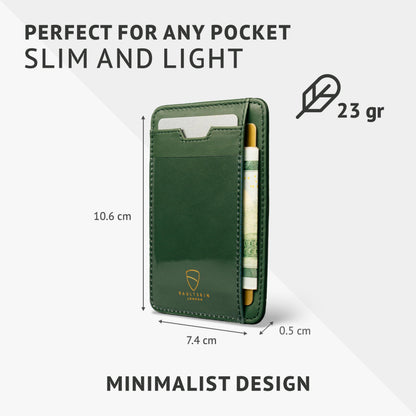Vaultskin BRIXTON Slim RFID Wallet for Men - Leather Front Pocket Minimalist Card Holder Wallet with ID Window & Gift Box (Hunter Green)