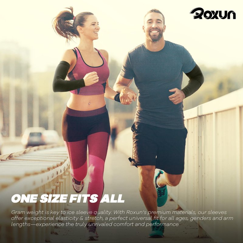 ROXUN 4 Pairs Arm Sleeves, Cooling UV Sun Protection Sports Compression for Men/Women Black+White+Green+Fluorescent