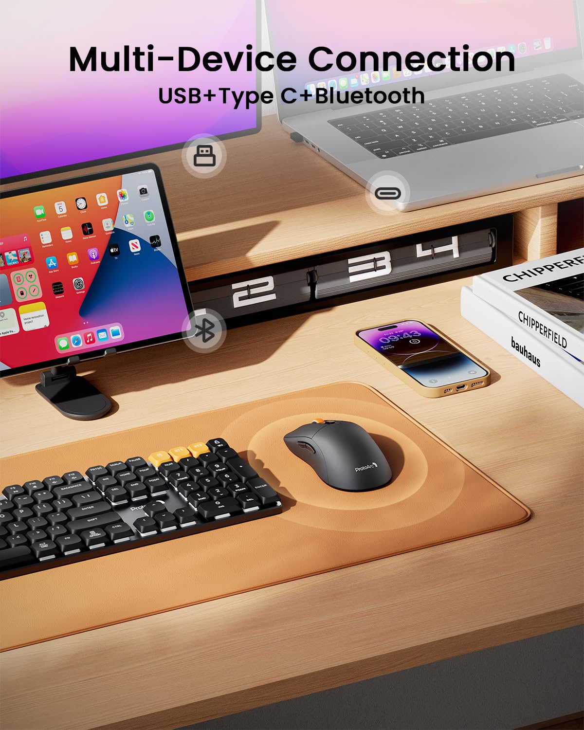 ProtoArc Bluetooth Wireless Mouse, USB C Mouse, EM15 Rechargeable Compact Portable Type C Wireless Mice for Laptop, Tablet, PC, Windows, Mac OS-Blue