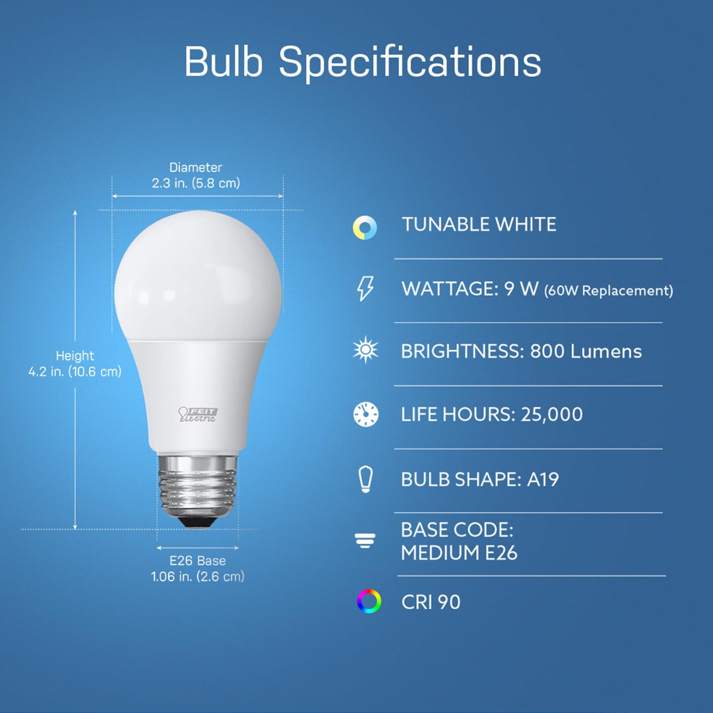 Feit Electric Smart Light Bulbs with RGB Color Changing and Tunable White, 2.4Ghz WiFi Light Bulbs, No Hub Needed, Works with Alexa and Google, Dimmable 60 Watt = LED 9W, OM60/RGBW/CA/AG/3, 3 Pack