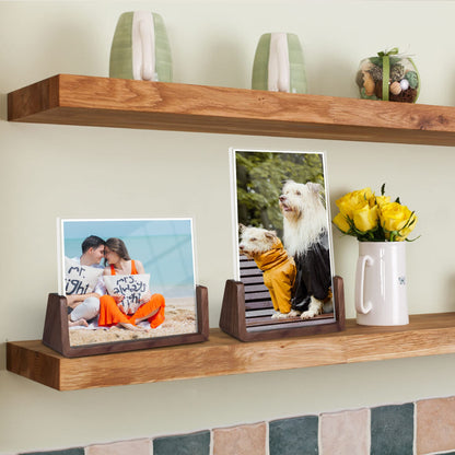 Komimaci 4x6 picture frames, Solid Rustic Wooden Photo Frames with Walnut Wood Base and High Definition Acrylic Glass Covers - 4 Pack for Tabletop or Desktop Display (4x6 inch, 4 Pack)