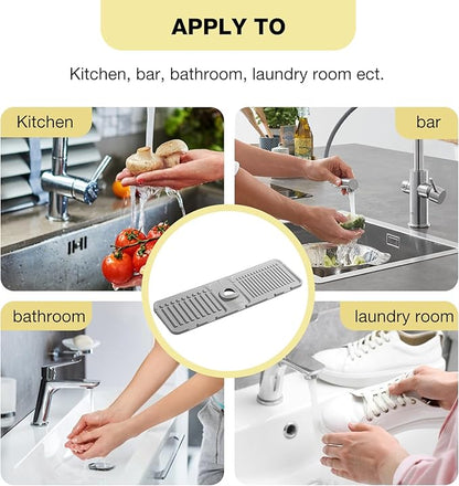 Faucet Mat for Kitchen Sink – Adjustable Silicone Sink Splash Guard
