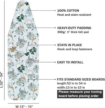Ironing Board Cover and Pad Standard Size 15 x 54, 3 Pairs of Hook and Loop