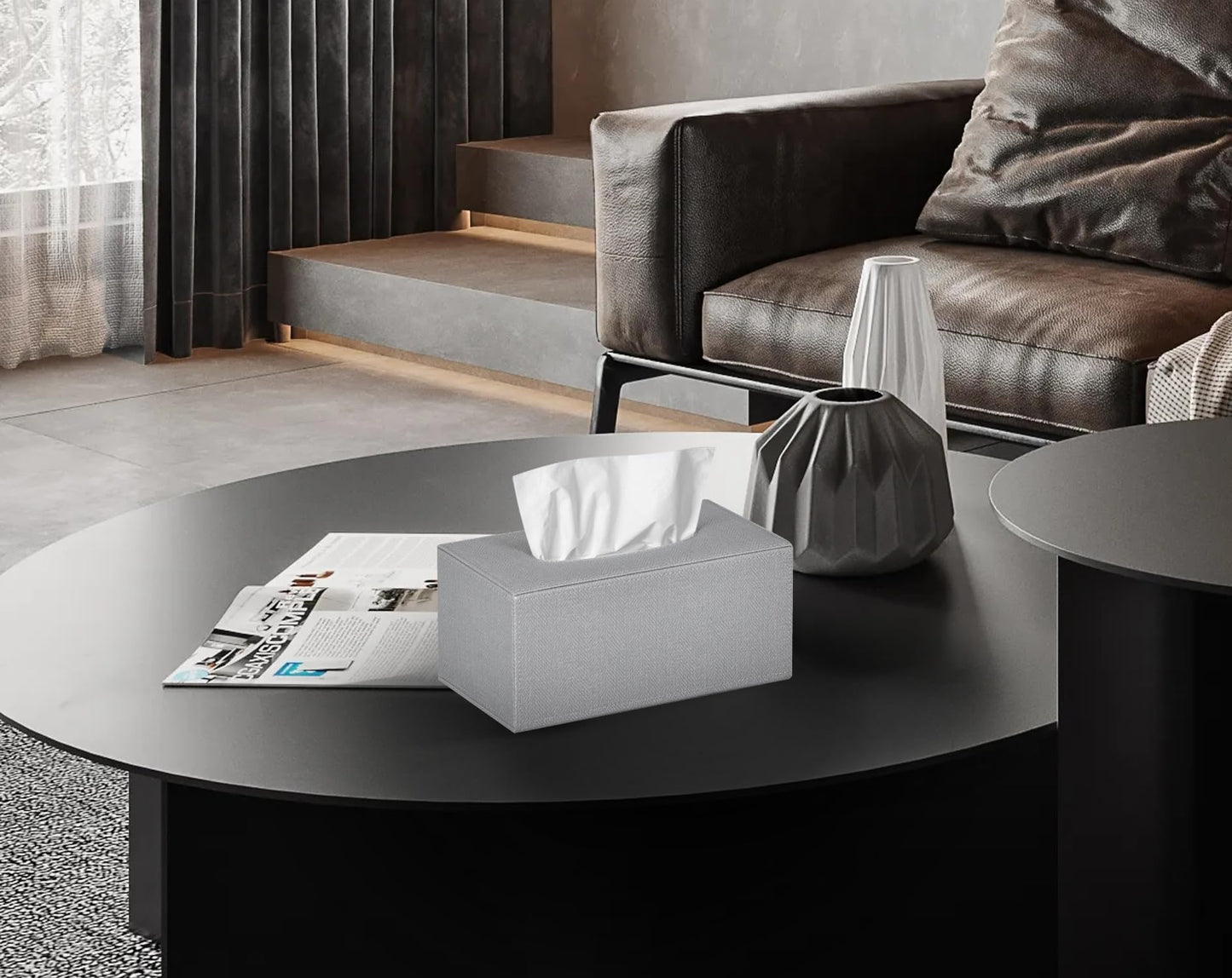 Colylan Tissue Box Cover Rectangular Tissue Box Holder for Bathroom (Grey)