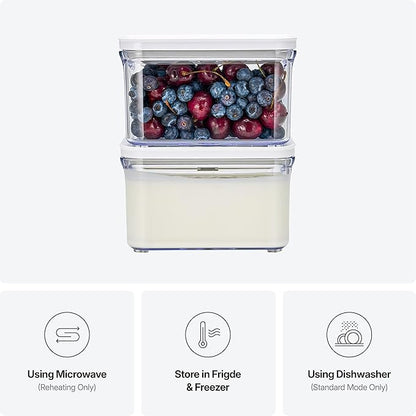 VAKUEN Premium Airtight Food Storage Containers, Rectangular 2PC(1.06qt), Smart One-Click Seal Lid, No Hinges, Patented Double Silicone Lining, 100% Leak Proof, BPA-FREE, Dishwasher, Microwave Safe