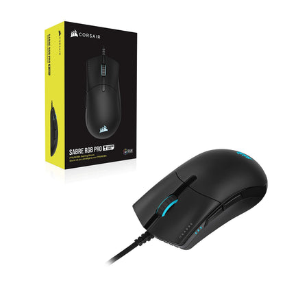 Corsair Sabre RGB PRO Champion Series FPS/MOBA Gaming Mouse - Ergonomic Shape for Esports and Competitive Play - Ultra-Lightweight 74g - Flexible Paracord Cable
