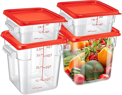 Barydat 4 Pcs Square Food Storage Containers