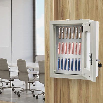 Eapmic Cell Phones Storage Cabinet Clear Cell Phone Locker Box for Pocket Cellphone Holder,Wall-Mounted&Freestanding with a Locked,Can be Carried by Hand for Office Classroom (24 Slots,Steel)