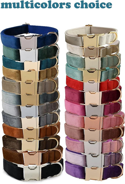 Love Dream Velvet Dog Collar and Leash Set, Soft & Comfy Adjustable Dog Leash and Collar with Heavy Duty Metal Buckle for Small Medium Large Dogs Training & Walking (Large, Skin Color)