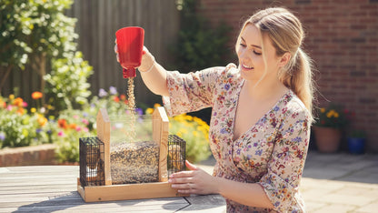 XL Hopper Bird Feeder for Outside - DIY Birdfeeder Kits for Adults to Build - Ranch Feeder W/Suet Cages - Heavy Duty 3/4" Red Cedar - Longtime Durability - 10 Lbs Compacity, 13" Size