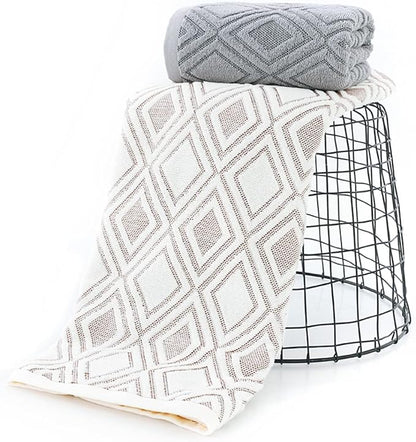Pidada Bath Hand Towel Set of 3 Diamond Pattern 100% Cotton Absorbent Soft