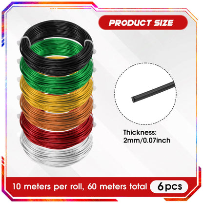YTKavq Aluminum Craft Wire,14 Gauge 6 Rolls Jewelry Beading Wire for Jewelry Making, DIY Crafts & Floral Design - Soft Bendable Metal Wire, Perfect Alternative to Copper Wire (33FT x 6)