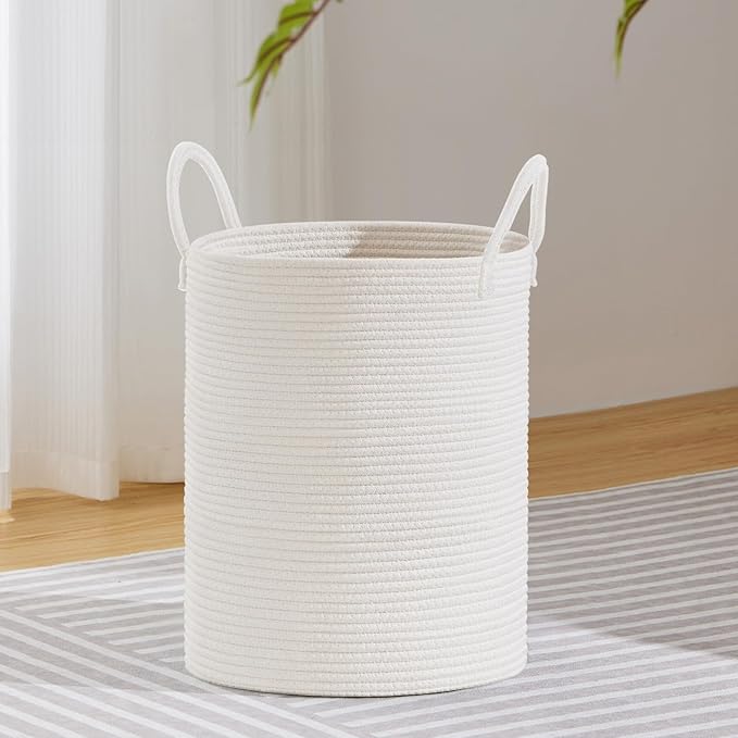VIPOSCO Large Laundry Hamper, Tall Woven Rope Storage Basket