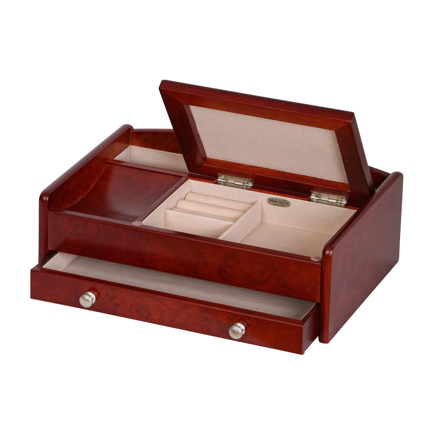 Mele and Co Davin Men’s Dresser Valet Wooden Jewelry Box