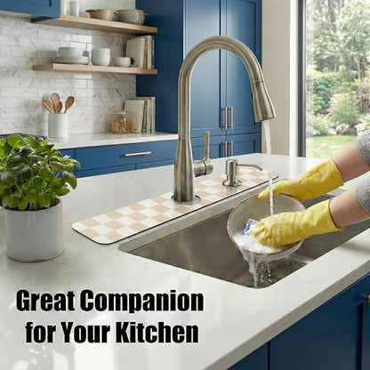 Customizable Kitchen Sink Faucet Mat: 24" Lx4 W Checkered Bathroom Counter
