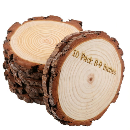SENMUT Large Wood Slices, 10 Pack 8-9 Inches, Natural Unfinished Pine, Sanded Smooth, Rustic DIY Crafts, Wedding Decor, Table Centerpieces for Party Event Decor