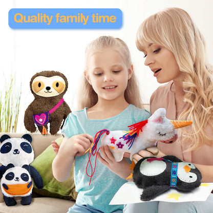 Avenir My First Sewing Kit for Kids Ages 6-8 Beginners | Learn to Sew Stuffed Animal Kit with Premium Plush | Child-Safe Pre-Punched Fabric Tools | Craft Gift for Boys & Girls