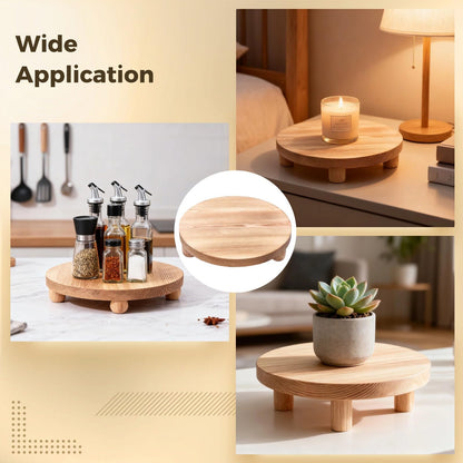 Toyosport 2 Pcs Round Wooden Riser for Kitchen Counter, Natural Pine Plant Stand, Versatile Pedestal Display Base, Decorative Holders for Candles, Tabletop Decor, Small Pot, Bathroom Storage
