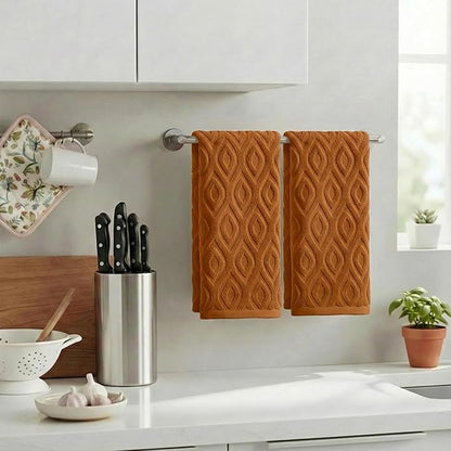 Artoid Mode 2 Pcs Caramel 3D Diamond Grid Jacquard Hand Towels