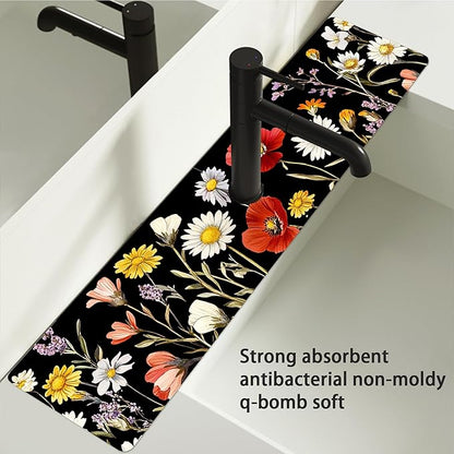 Bimkole 2 PCS Faucet Absorbent Mat, Kitchen Faucet Sink Splash Guard Wraparound