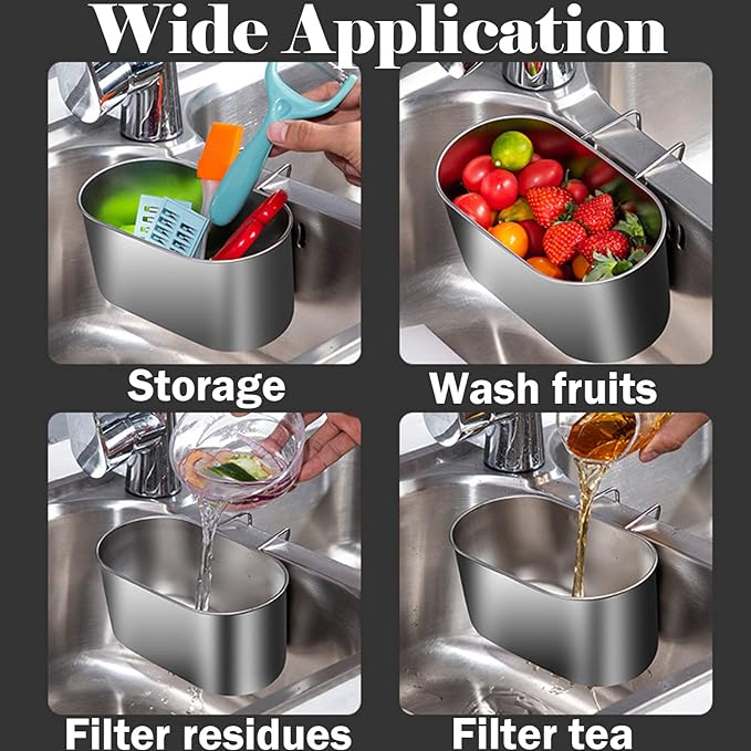 Stainless Steel Sink Drain Strainer Basket, Kitchen Sink Food Waste Filter and
