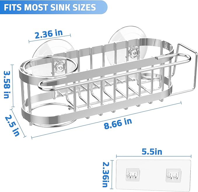 Cisily Kitchen Sink Caddy Sponge Holder in The Sink, Stainless Steel Kitchen