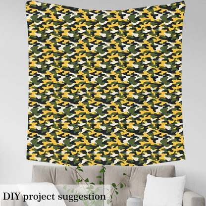 Green Yellow Camouflage Fabric by The Yard Army Soldier Lovers DIY Sewing Craft Hobby Fabric by The Yard Irregular Pattern Decorative Fabric Soft Flannel Polyester No Stretch,1 Yard