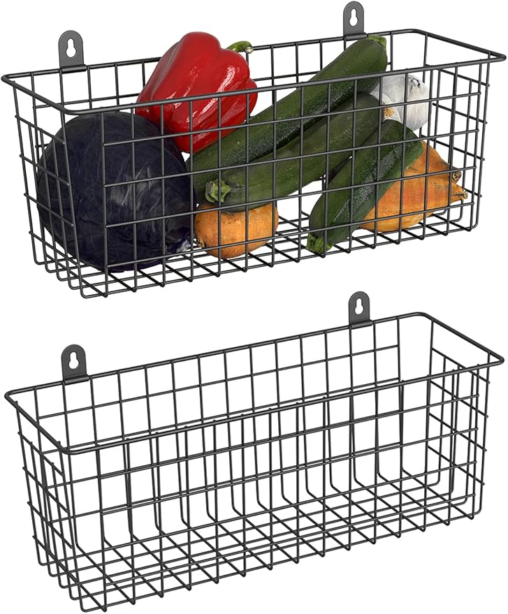 MaraFansie Wire Basket 2-Pack Hanging Wall Organizer Cabinet Storage Basket