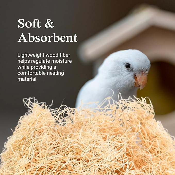 The Habitat Life - Natural Fine Cut Excelsior - for Birds, Hamsters, Gerbils, Rats & Other Small Mammals - Soft & Absorbent - Wood Fiber - Dye-Free & Safe - Medium - 2 Pack